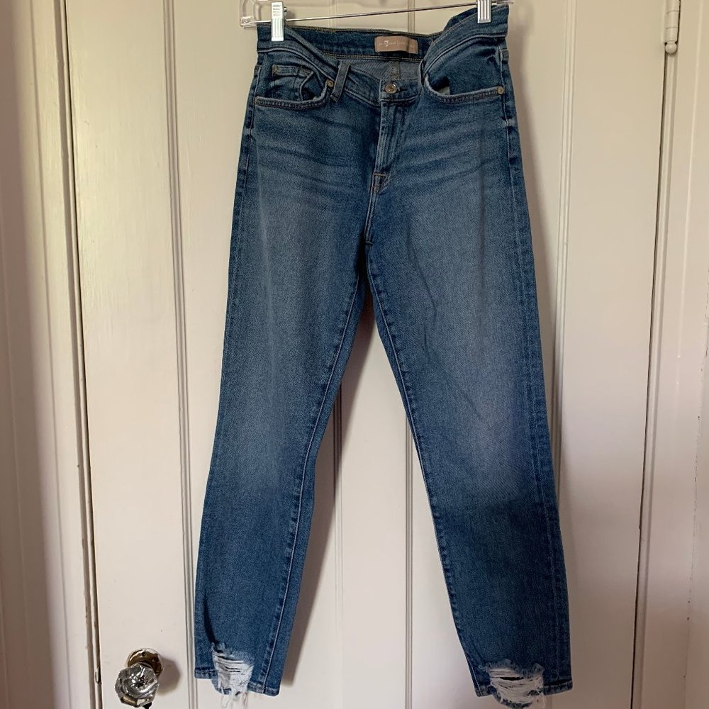 7 For All Mankind Distressed Ankle Jeans